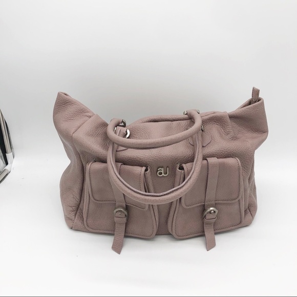 Mauve PINK Pebbled Leather Double Pocket Tote - Picture 11 of 15